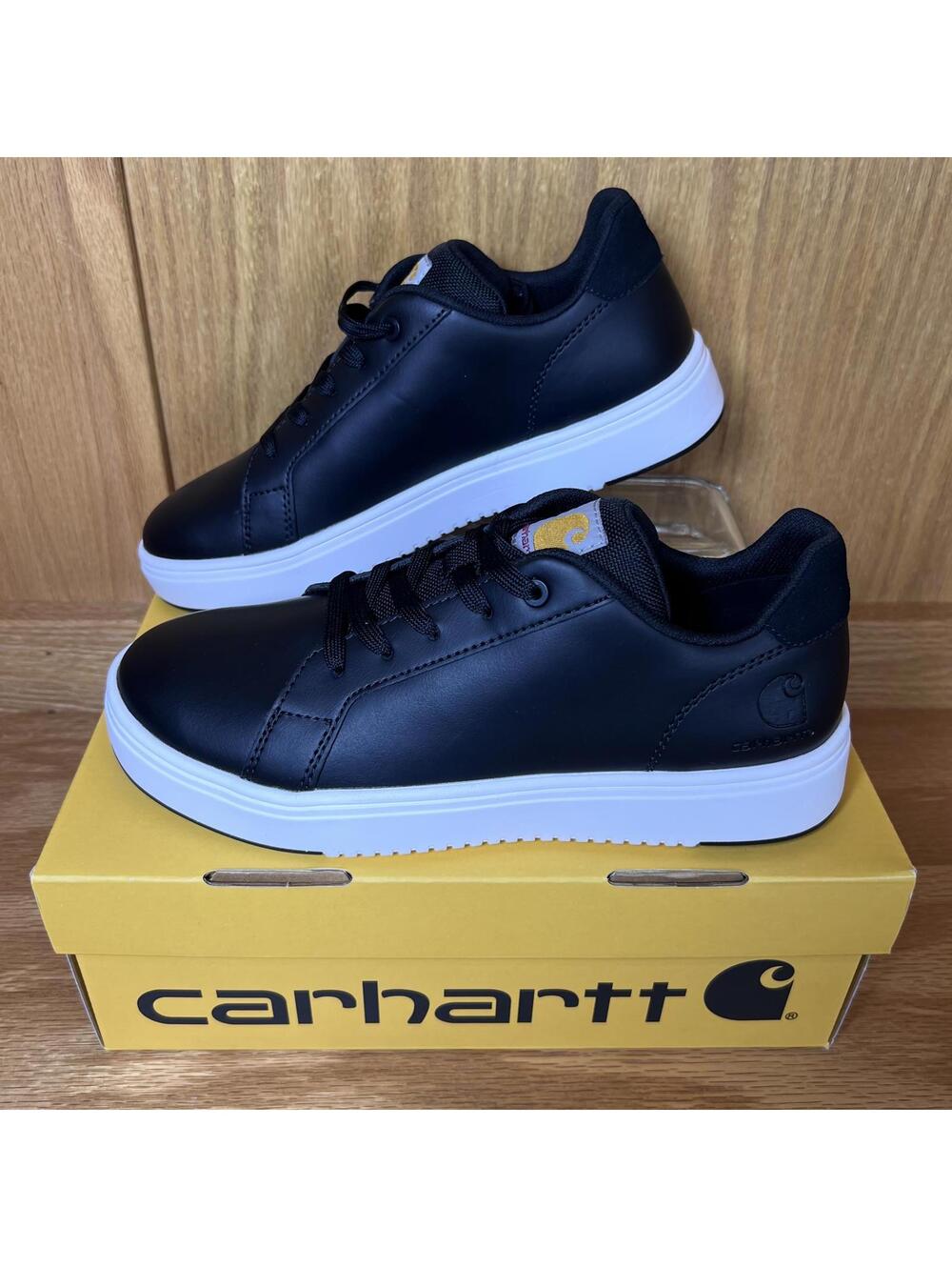 Carhartt Black Detroit Leather Sneakers with White Sole - New in Box Size 8M